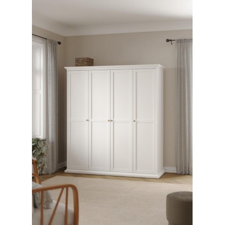 Bordeaux garderobeskab 181 cm 4 låger - Hvid