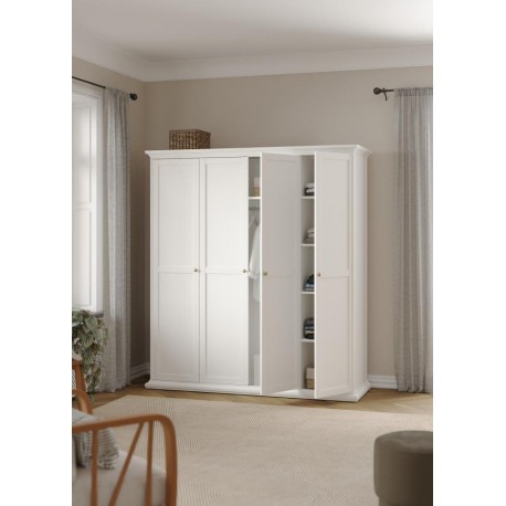 Bordeaux garderobeskab 181 cm 4 låger - Hvid