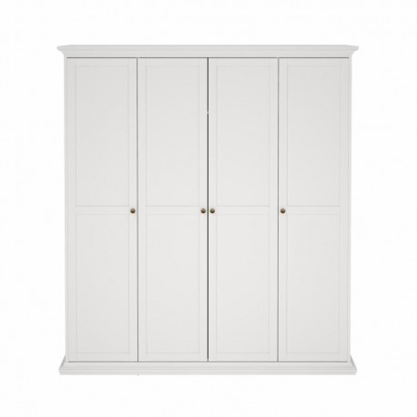 Bordeaux garderobeskab 181 cm 4 låger - Hvid