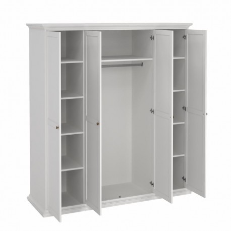 Bordeaux garderobeskab 181 cm 4 låger - Hvid