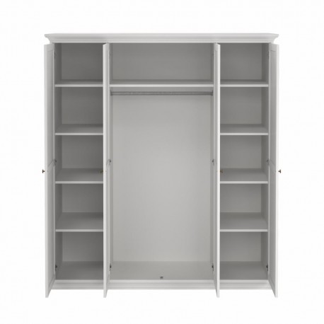 Bordeaux garderobeskab 181 cm 4 låger - Hvid