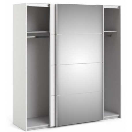 Palermo klædeskab 182 cm bred - Hvid/Spejl