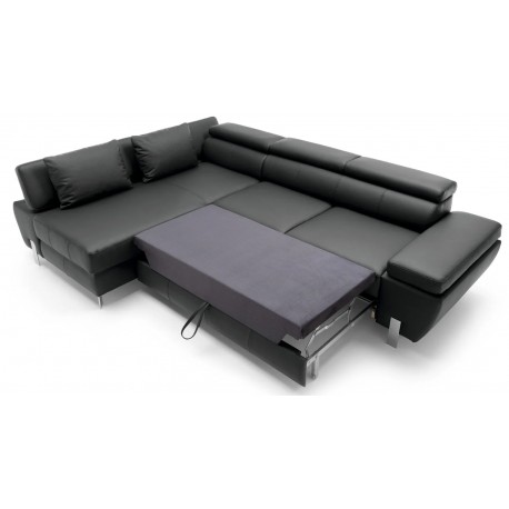 Milo læderHjørnesofa Venstrevendt - Indbygget Sengeudtræk og Opbevaring