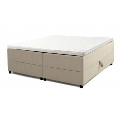 Børkop 7-Zonet 160x200 cm Boksmadras seng med opbevaring Beige Fløjl