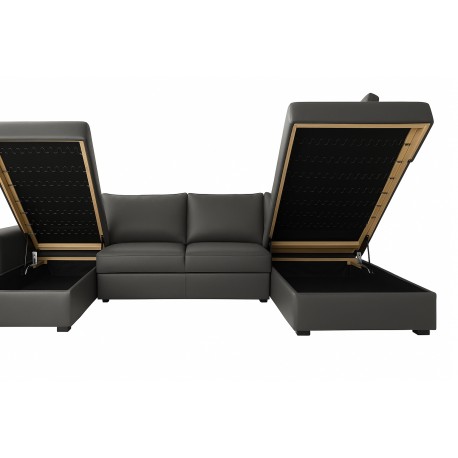 Canapé Deluxe U-Sovesofa Venstrevendt PU læder