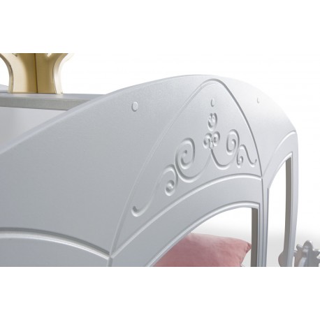 Prinsesse Carriage børneseng Hvid - med Madras 90 x 190 cm
