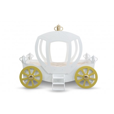 Prinsesse Carriage børneseng Hvid - med Madras 90 x 190 cm