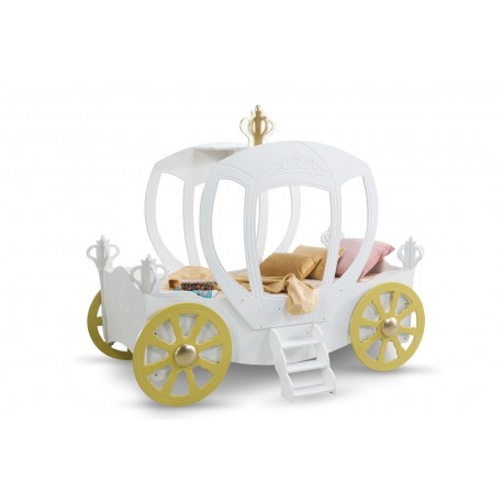 Prinsesse Carriage børneseng Hvid - med Madras 90 x 190 cm