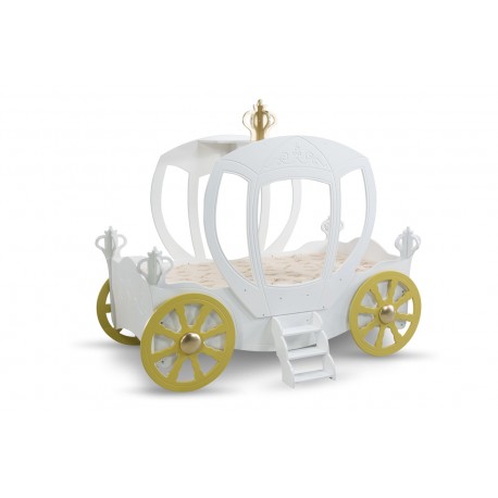 Prinsesse Carriage børneseng Hvid - med Madras 90 x 190 cm