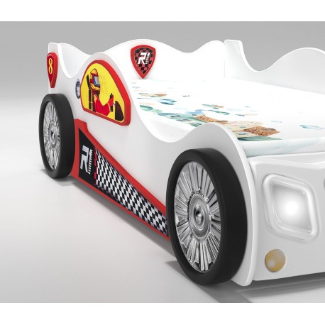 Monza Racer hvid børneseng med Madras - 90 x 190 cm