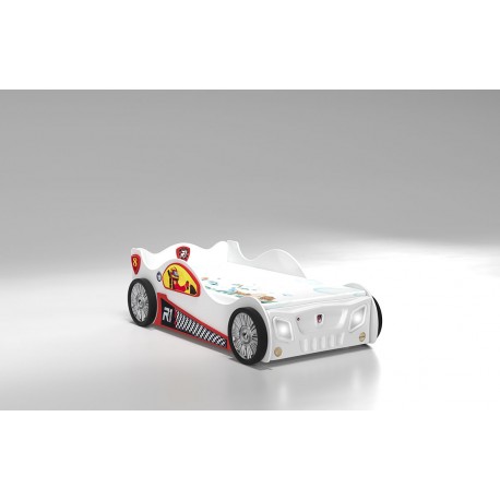 Monza Racer hvid børneseng med Madras - 90 x 190 cm