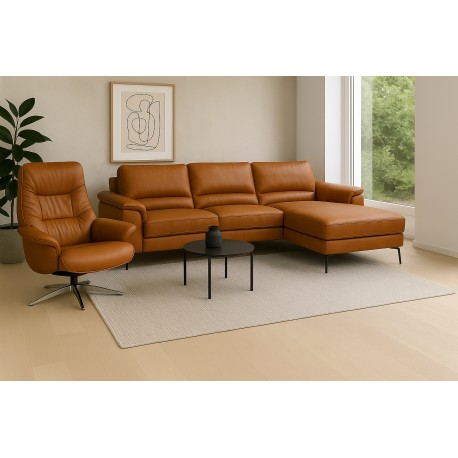 Agedrup Læder Chaiselongsofa Højrevendt