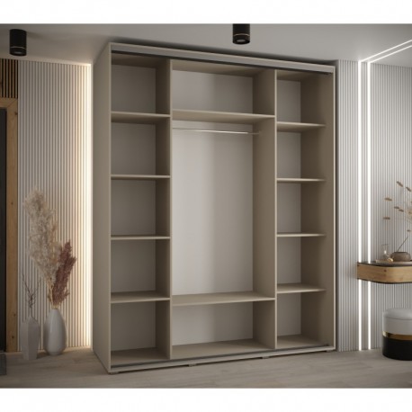 Skydedørsgarderobe med spejl – Dakota 9, 3-dørs, B200 x H235,2 x D45 cm