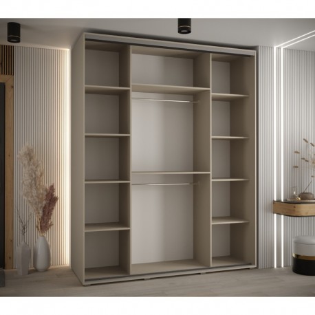 Skydedørsgarderobe med spejl – Dakota 9, 3-dørs, B200 x H235,2 x D45 cm