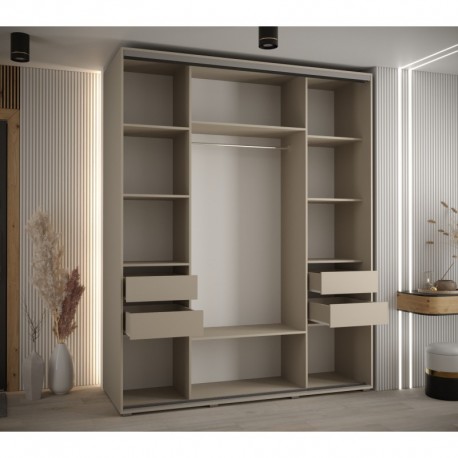 Skydedørsgarderobe med spejl – Dakota 9, 3-dørs, B200 x H235,2 x D45 cm