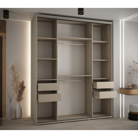 Skydedørsgarderobe med spejl – Dakota 9, 3-dørs, B200 x H235,2 x D45 cm