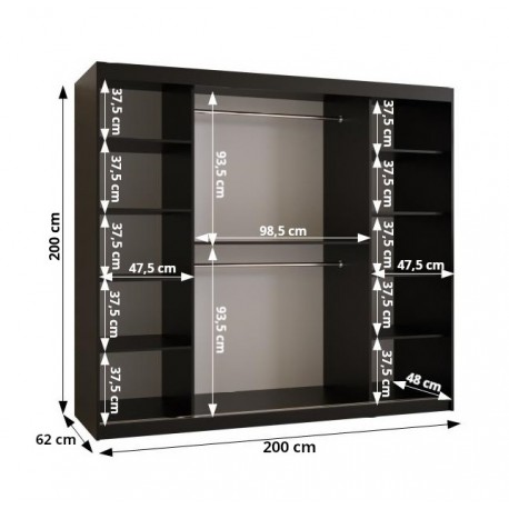 DOME 200 Garderobeskab med Skydedøre – 200 cm – Hvid
