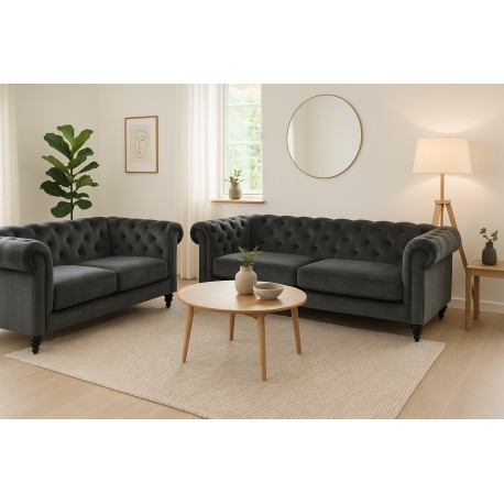 Charlietown 3 pers. sofa - Koksgrå velour