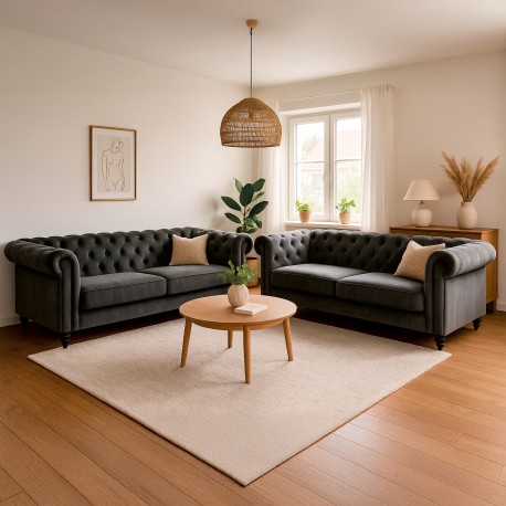 Charlietown 3+3 pers. sofasæt - Koksgrå velour