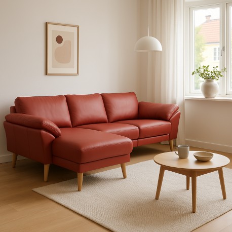Hjort Knudsen Thyregod Chaiselongsofa Venstrevendt - Rød