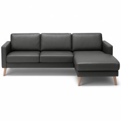 Hjort Knudsen Hvidovre chaiselong lædersofa Højrevendt