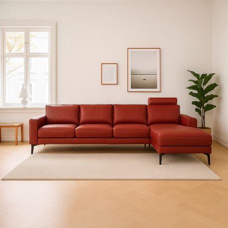 Hjort Knudsen Esbjerg læder chaiselongsofa højrevendt