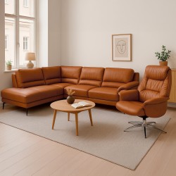 Agedrup Læder Hjørnesofa med open end Venstrevendt