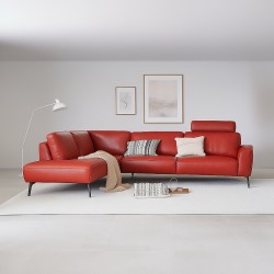 Hjort knudsen Copenhagen Rød læderhjørnesofa - Venstrevendt