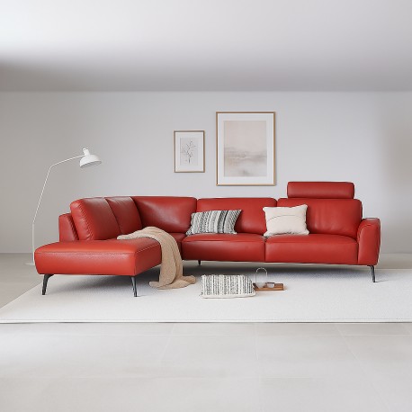 Hjort knudsen Copenhagen Rød læderhjørnesofa - Venstrevendt
