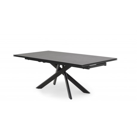 Hudson spisebord med 2 tillægsplader - Antracitgrå keramik og sort metal 200 cm kan udvides til 300 cm