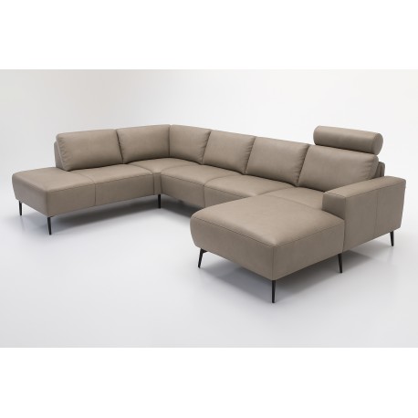 Copenhagen læderhjørnesofa med chaiselong - Højrevendt