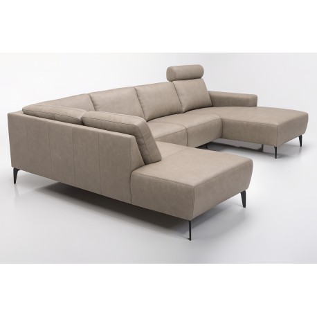 Copenhagen læderhjørnesofa med chaiselong - Højrevendt