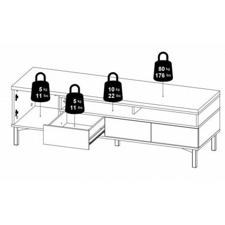 Gotland tv-bord - Sort/Valnød