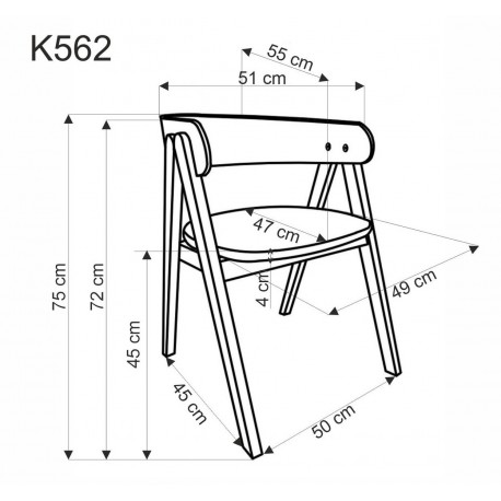 K562 Spisebordsstol - Valnød / lys Beige