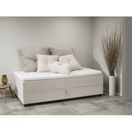 Børkop 7-Zonet 90x200 cm Boksmadras seng med opbevaring Beige Fløjl