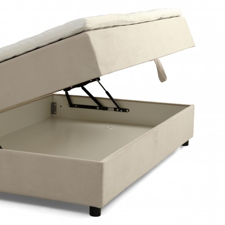 Børkop 7-Zonet 180x200 cm Boksmadras seng med opbevaring Beige Fløjl