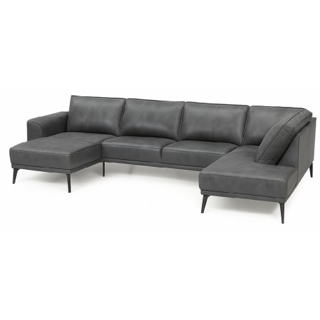 Hjort Knudsen Ishøj læder U-sofa Venstrevendt