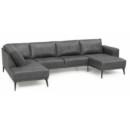 Hjort Knudsen Ishøj læder U-sofa Højrevendt