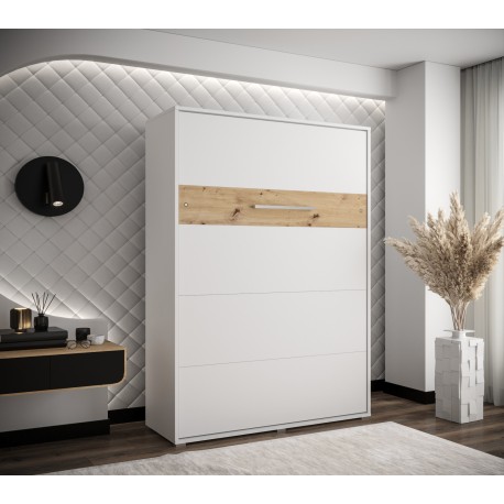 Skabsseng 140x200 cm – Nordica i Hvid/Eg med LED