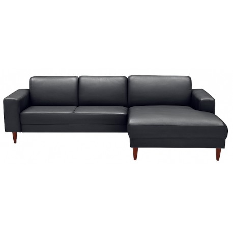 Hjort Knudsen Hadsten semianilin læder chaiselong sofa Højrevendt
