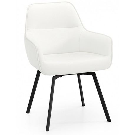 Hjort Knudsen Bornholm spisebordsstol Hvid ægte læder