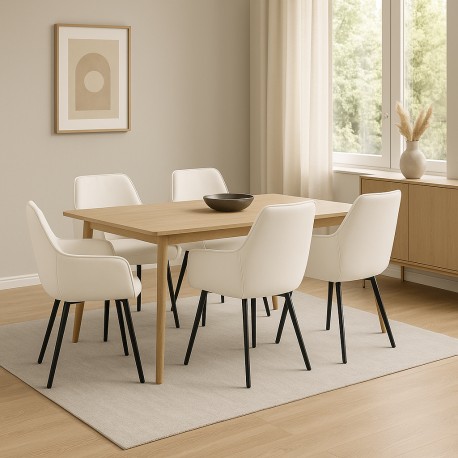 Hjort Knudsen Bornholm spisebordsstol Hvid ægte læder