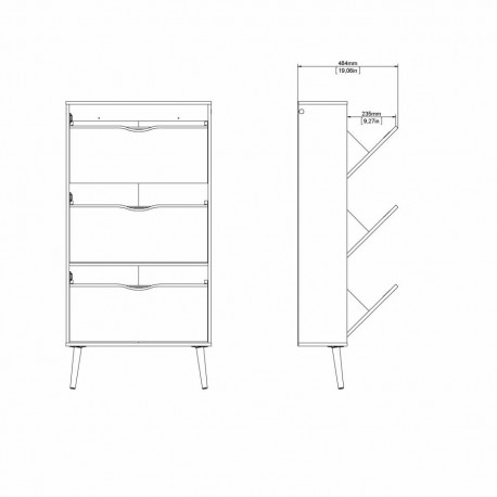 Charlie Skoskab m. 3 skuffer