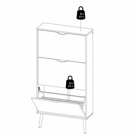 Charlie Skoskab m. 3 skuffer