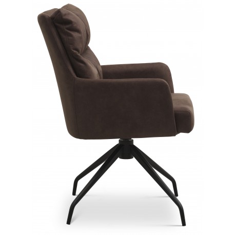 Lotus Spisebordsstol med armlæn - Brun micro læder bull