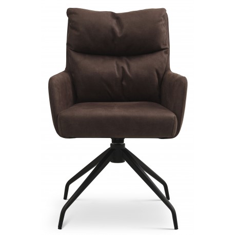 Lotus Spisebordsstol med armlæn - Brun micro læder bull