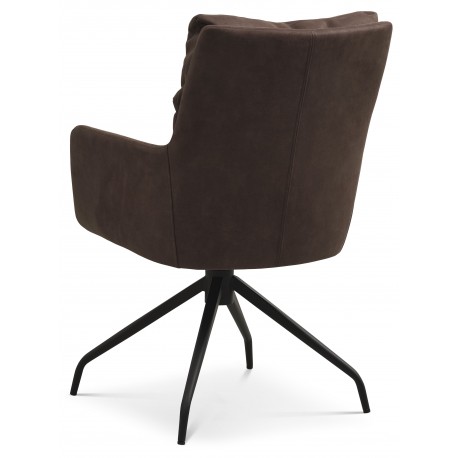 Lotus Spisebordsstol med armlæn - Brun micro læder bull