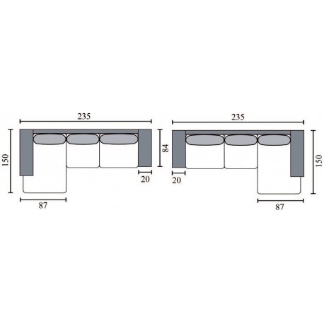 Detroit Chaiselong sofa mørkegrå vendbar