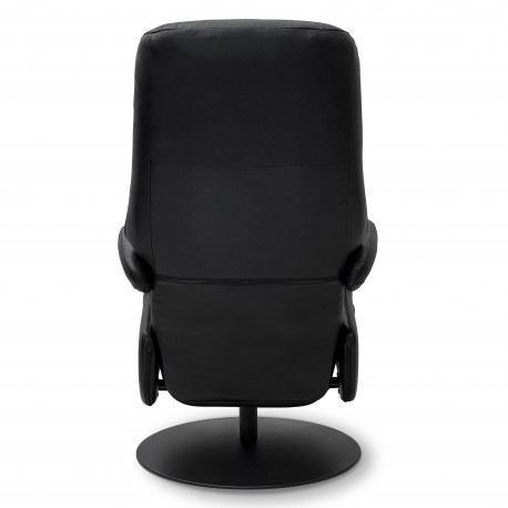 Bull lænestol med 2 motor og indbygget skammel - Sort læder