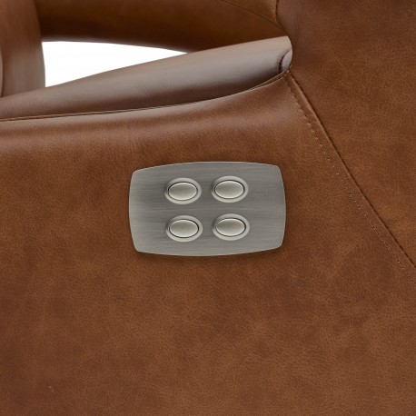 Bull lænestol med 2 motor og indbygget skammel - Cognac læder